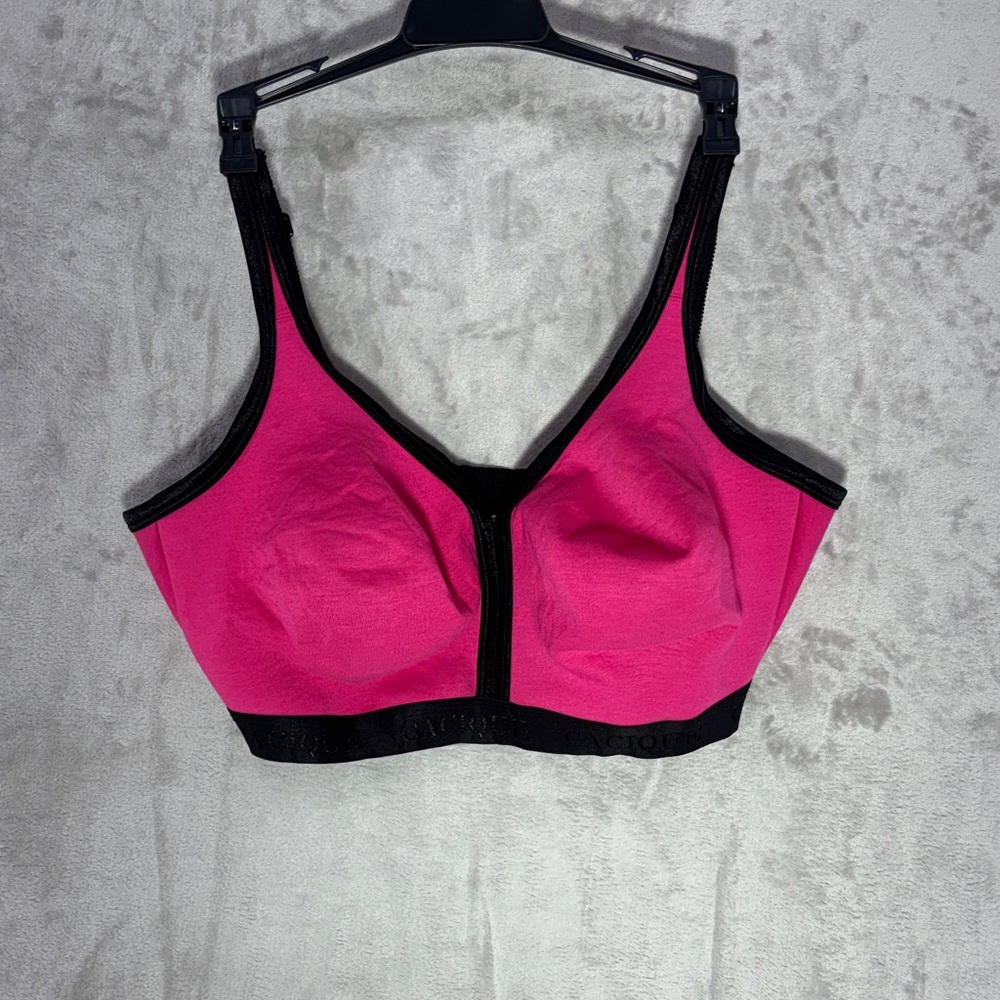 Cacique Unlined No Wire Vibrant Pink and Black Bra 42G